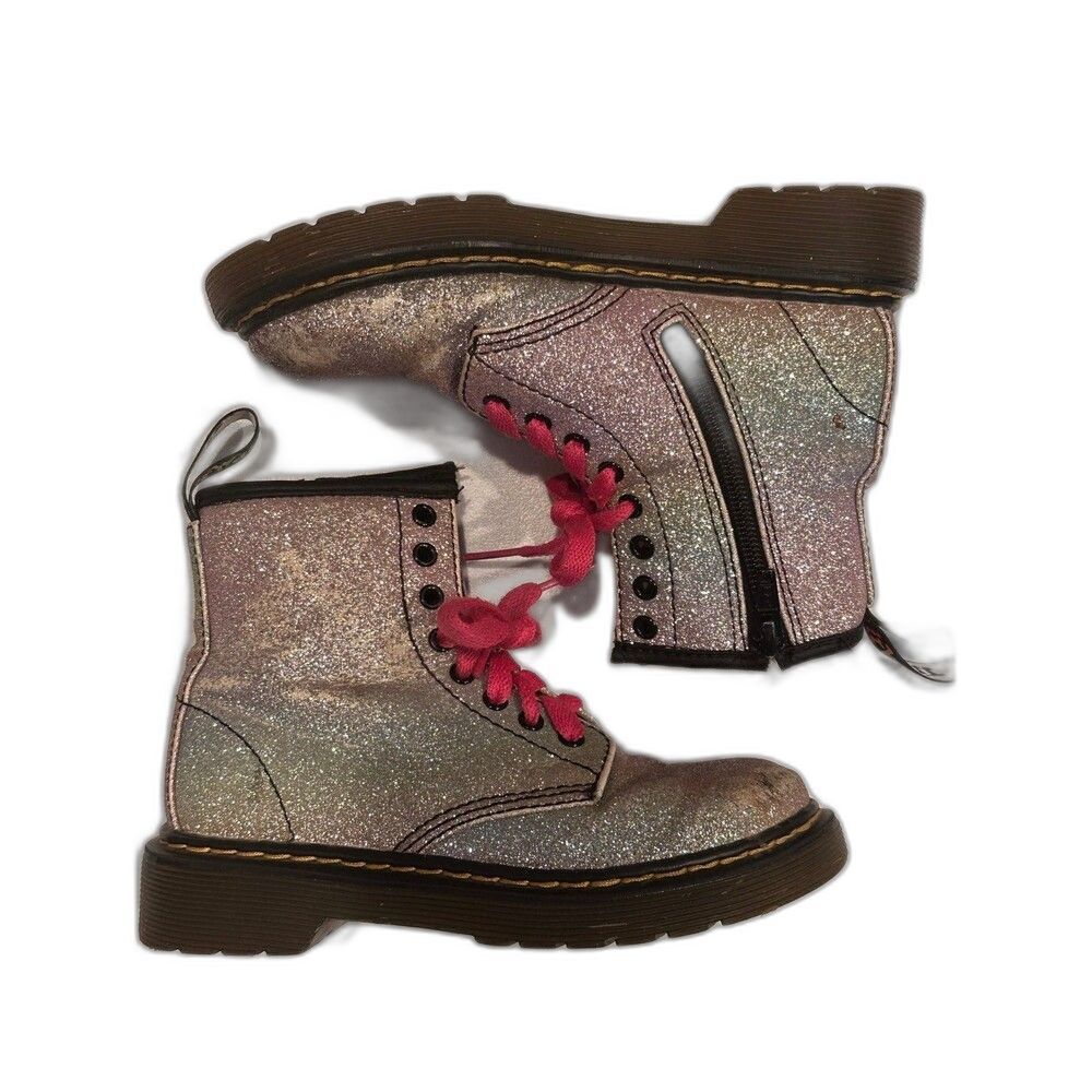 Dr. Martens 1460 Kids Rainbow Glitter Combat Boots Girls Size 12  Description:
